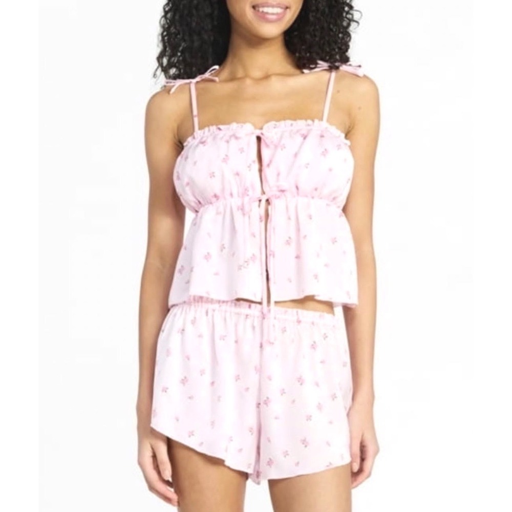 NEW No Boundaries Womens XXL 20 2X Pink Floral 2 Pc Cami Shorts Pajama Set NWT